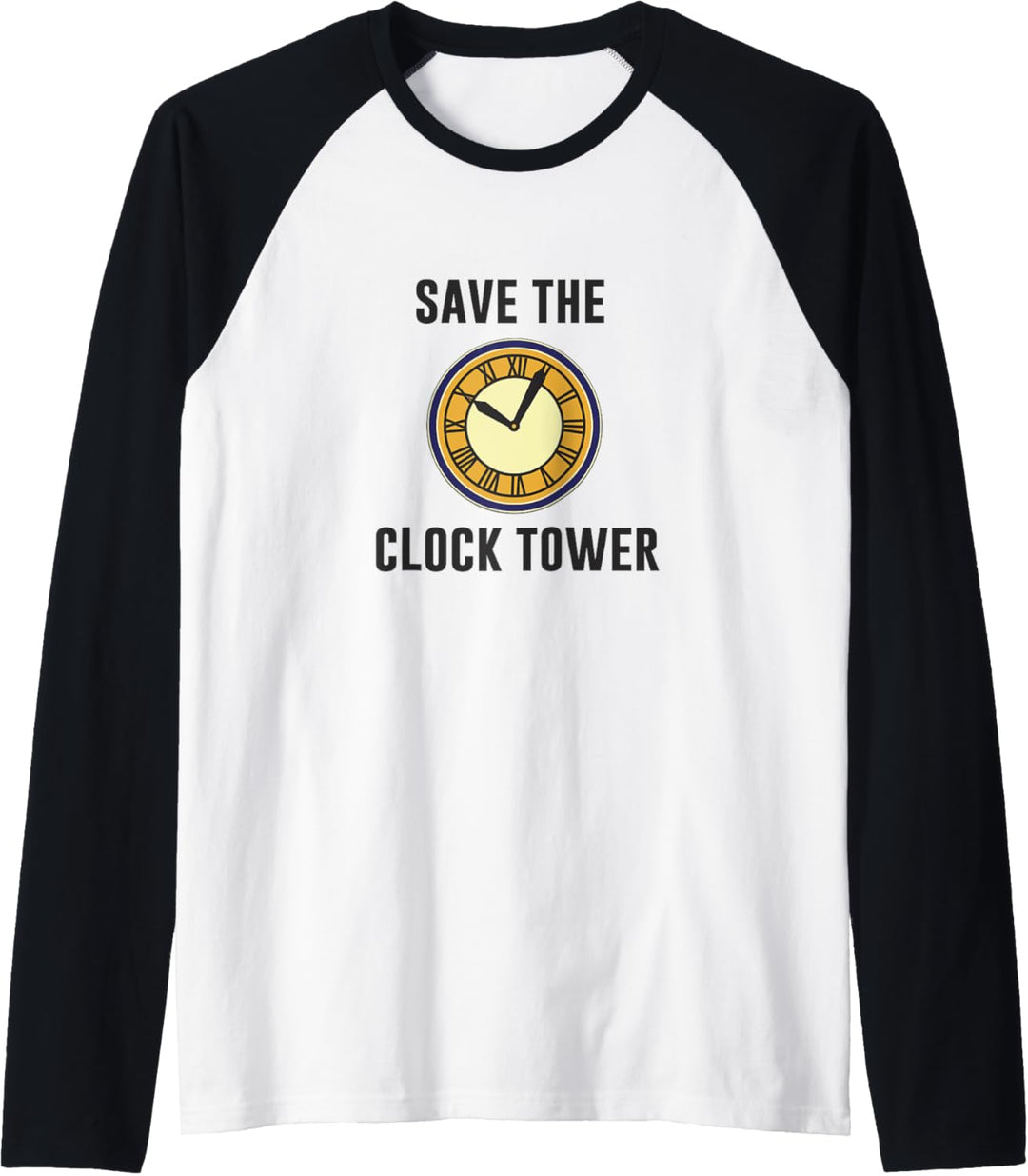 Back To The Future Save The Clock Tower Text Raglan