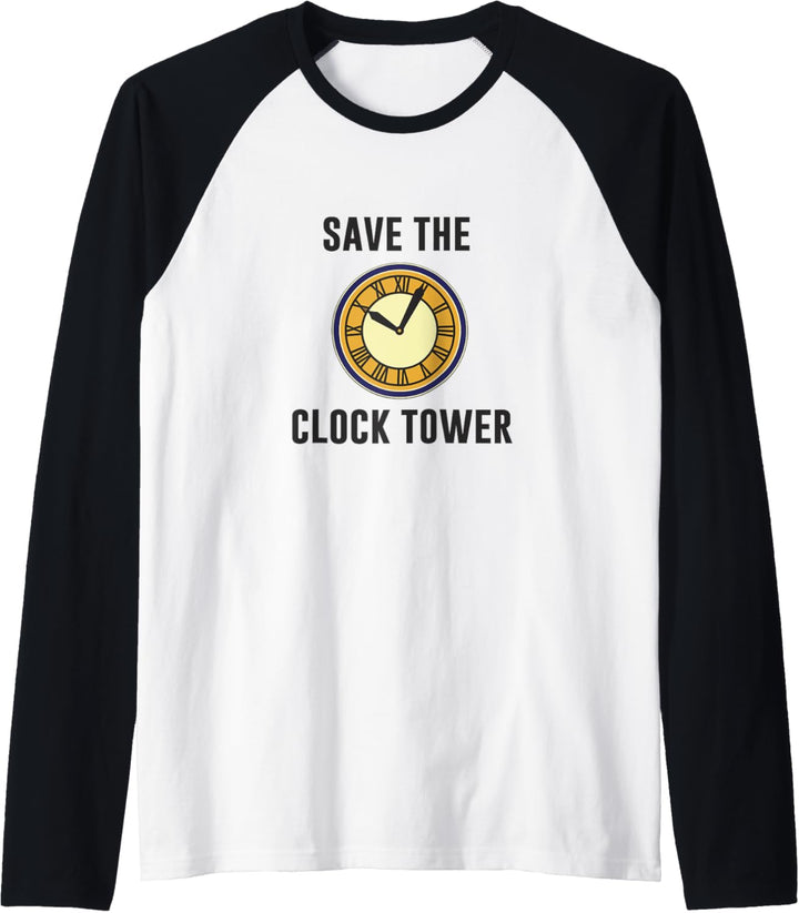 Back To The Future Save The Clock Tower Text Raglan