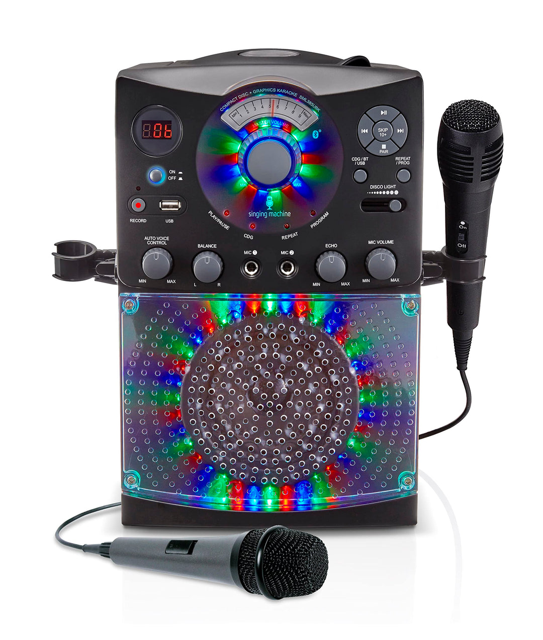 Karaoke System with Bluetooth Connection - Singing Machine SML385U in Black for Europe - LED Light E