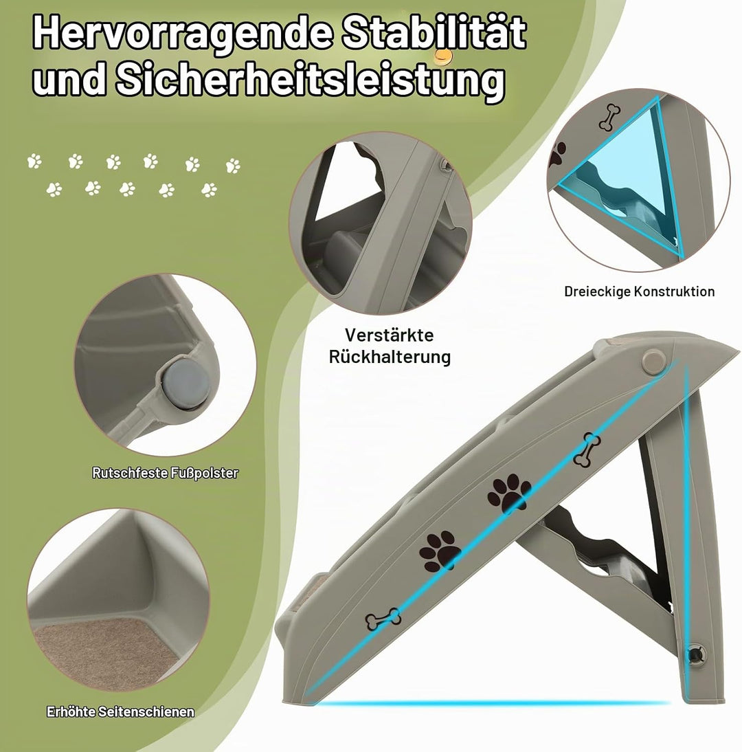SOARS Haustiertreppe faltbar, 4-stufige Hundetreppe Katzentreppe mit Filz Matte, Tiertreppe für Katz