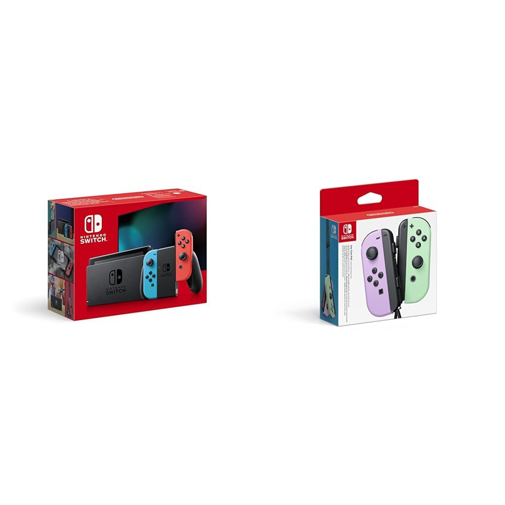 Nintendo Switch-Konsole Neon-Rot/Neon-Blau & er-Set Pastell-Lila/Pastell-Grün, Neon-Rot/Neon-Blau Bu
