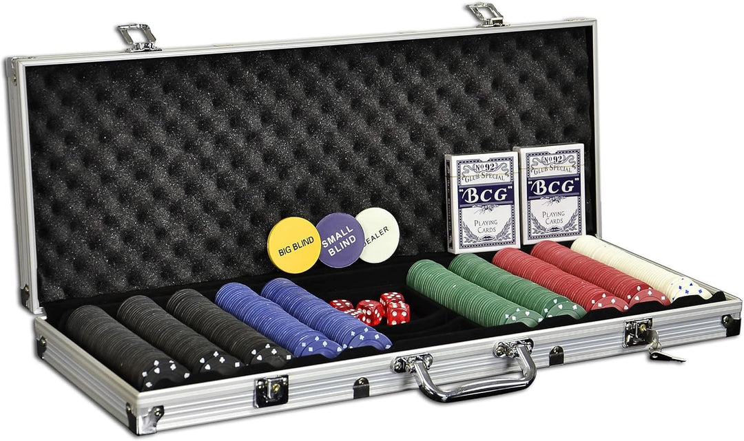 SONLEX Pokerkoffer mit 300 500 Pokerchips abschliessbar Pokerkarten Zubehör Deluxe Pokerset Casino A