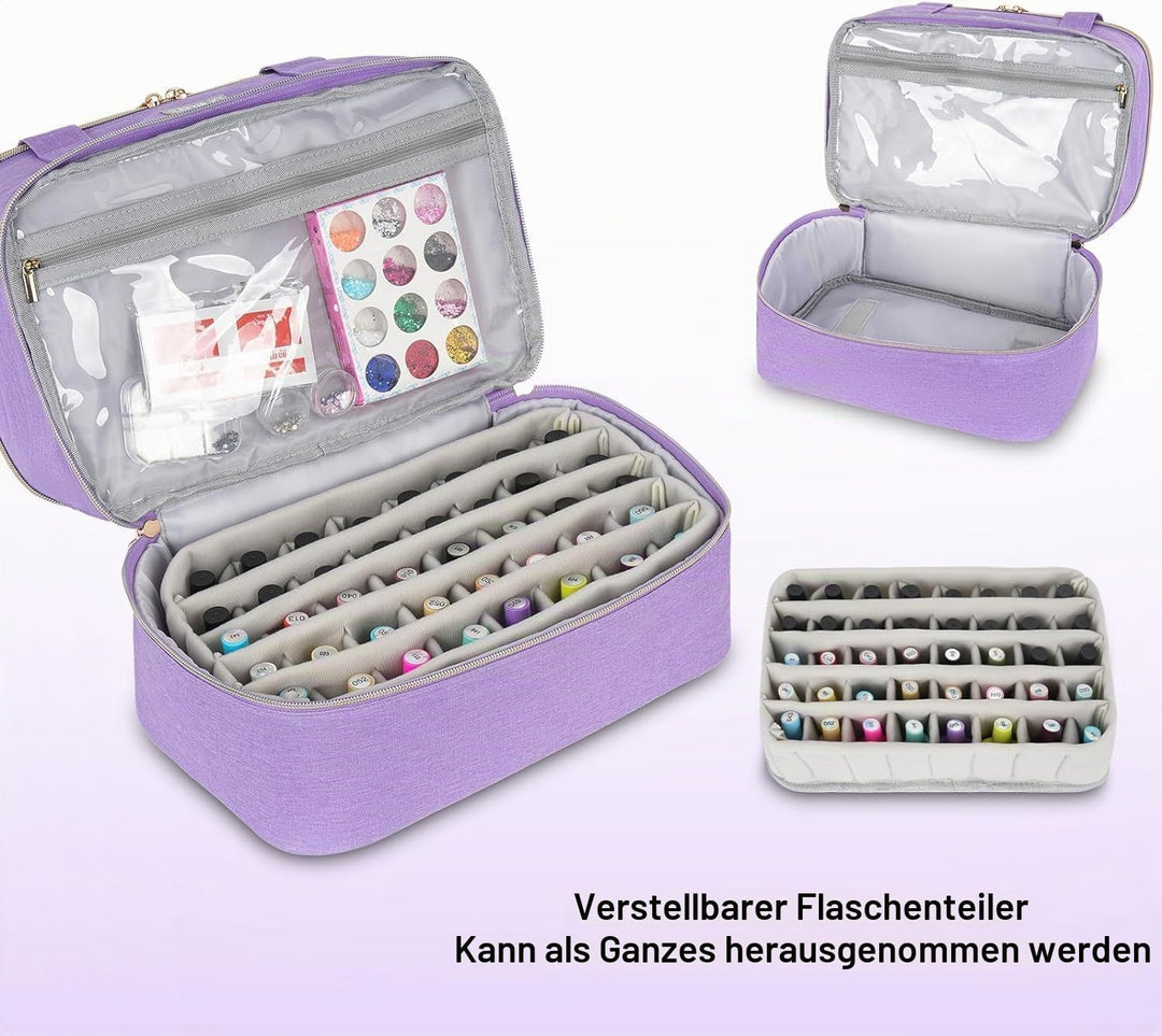 Nagellack Aufbewahrung Tasche - Doppelschichtige Nagellack Tasche Organizer für 40 Flaschen (15 ml-0