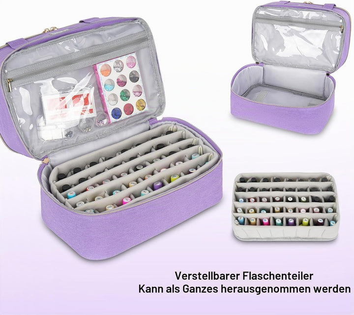Nagellack Aufbewahrung Tasche - Doppelschichtige Nagellack Tasche Organizer für 40 Flaschen (15 ml-0