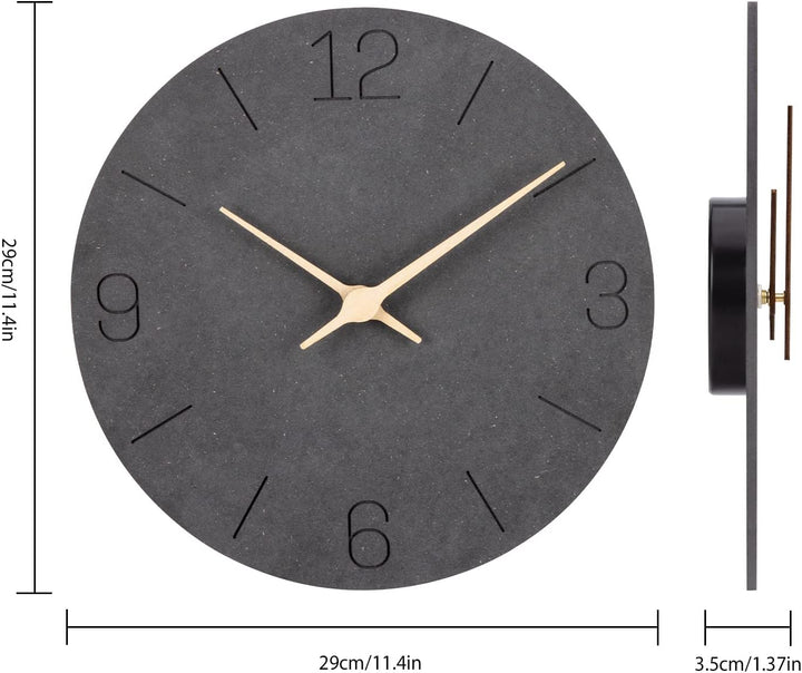 Warminn MDF Holz Wanduhr Ohne TickgeräUsche Lautlos Modern 30cm Quarz Gross Batterie Betriebene Wand