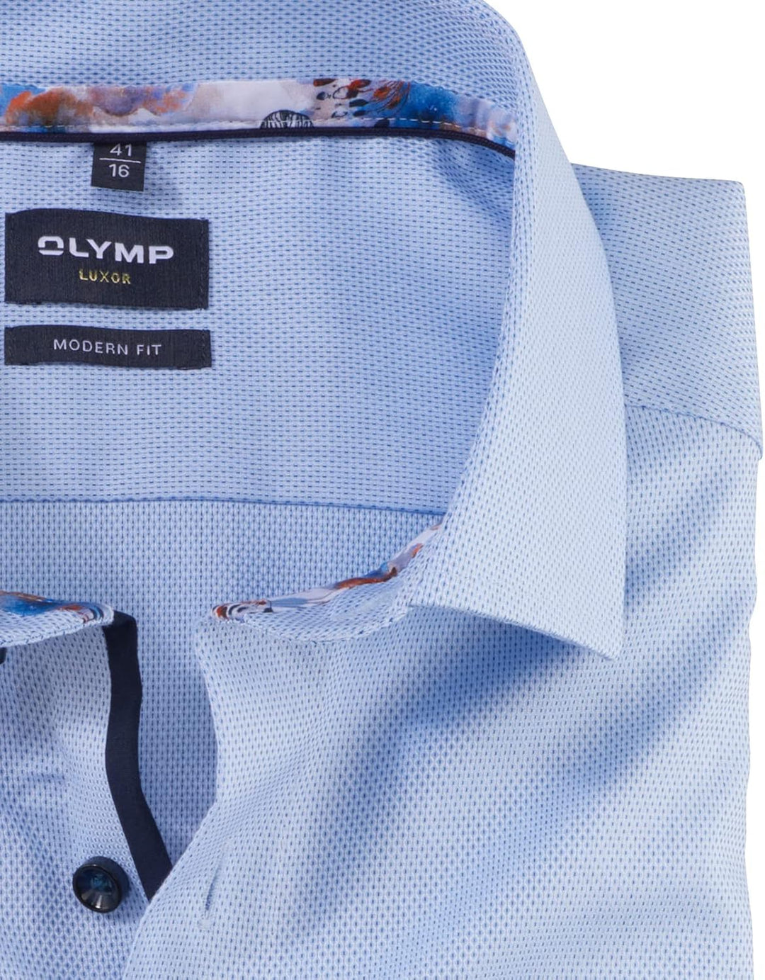 OLYMP Herren Businesshemd Kurzarm Luxor,Einfarbig,modern fit,Global Kent 41 Bleu 11, 41 Bleu 11