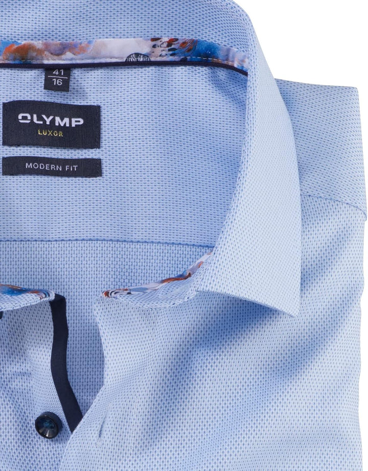 OLYMP Herren Businesshemd Kurzarm Luxor,Einfarbig,modern fit,Global Kent 41 Bleu 11, 41 Bleu 11