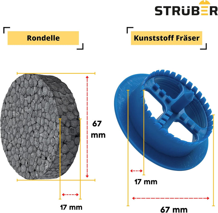 WDVS SET (Grau Styropor Rondelle 500 Stk. + Styroporfräser 1 Stk.) Satz für Fassadendämmung Wärmedäm
