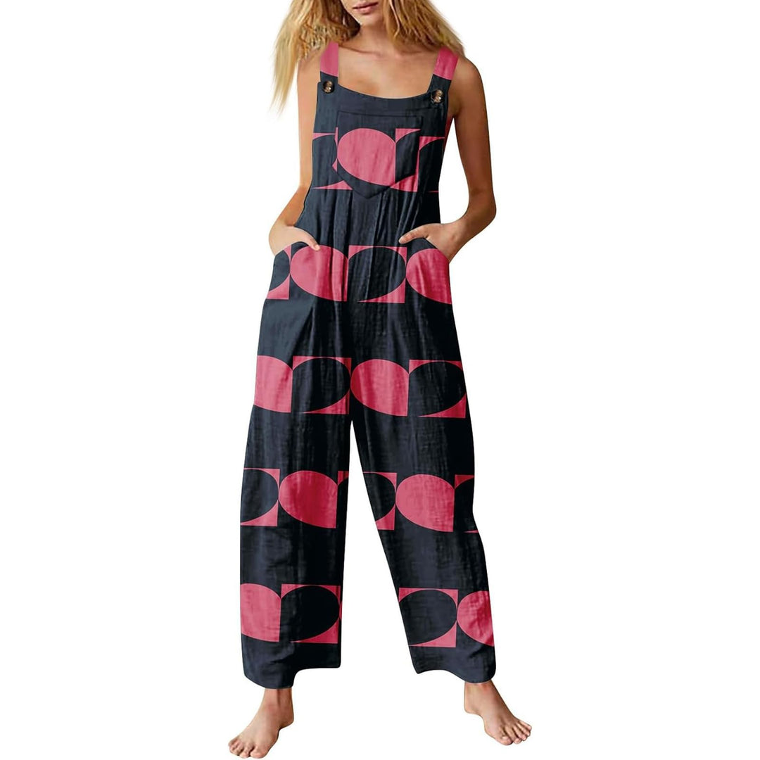 Valentinstag Jumpsuit Für Damen Herz Gedruckt Lässiger Ärmelloser Latzhose Locker Strampler Mit Tasc