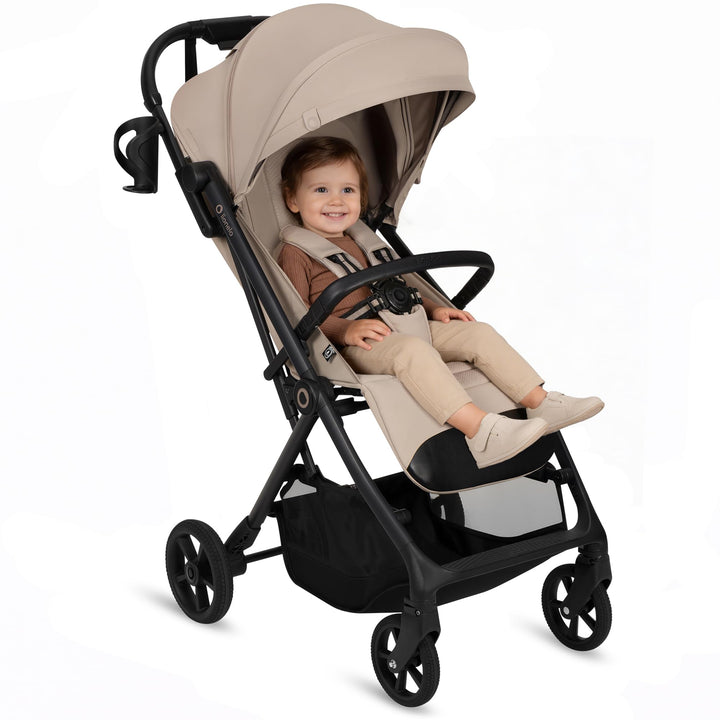 Lionelo Tansi Reisebuggy bis 22 kg, 6 Monate–4 Jahre, Kompakt Faltbar mit Einhand Auto Folding, Grav
