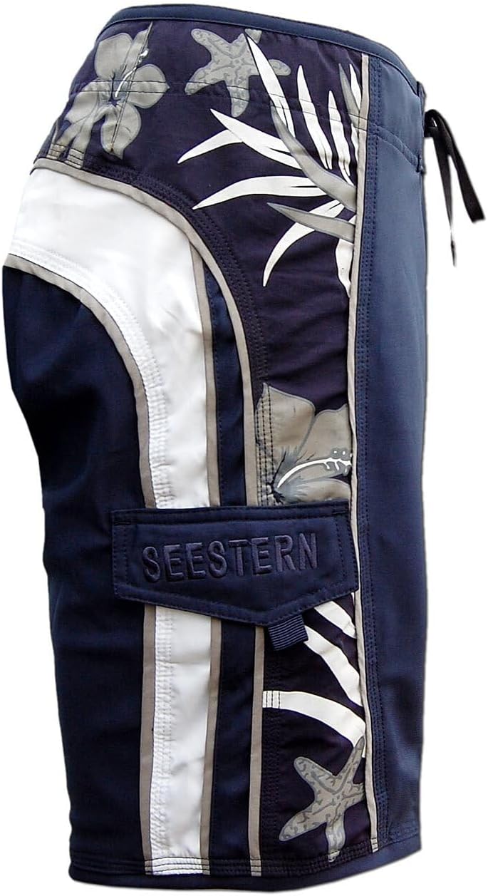 SEESTERN Herren Microstrech Boardshorts Surfshorts Boardshort Badehorts XS-3XL /2343 3XL Blau, 3XL B