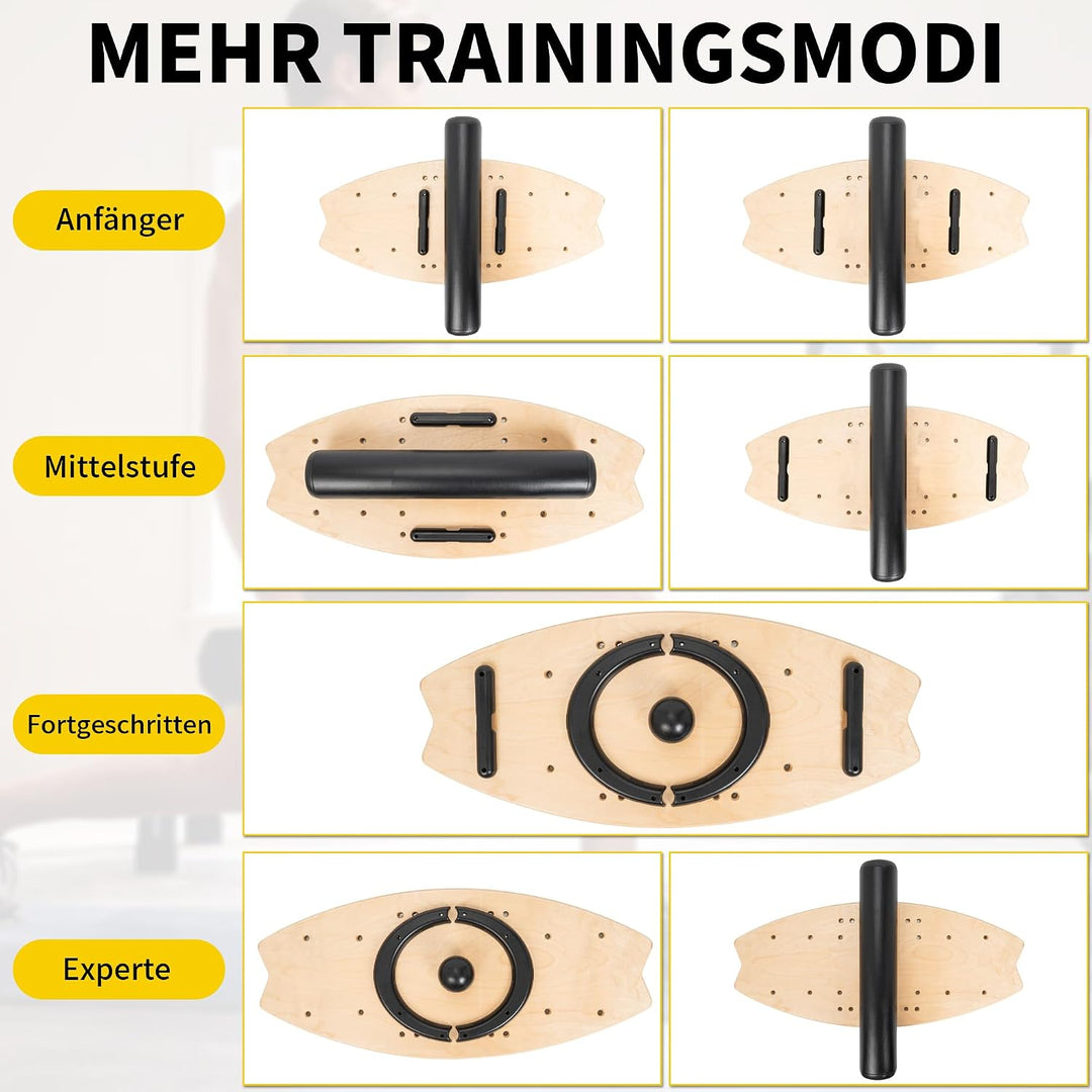 OUUTMEE Multifunktionale Balanceboard Holz 8 Einstellbare Modi Kinder(14+) und Erwachsene Balanceboa