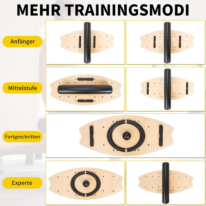 OUUTMEE Multifunktionale Balanceboard Holz 8 Einstellbare Modi Kinder(14+) und Erwachsene Balanceboa
