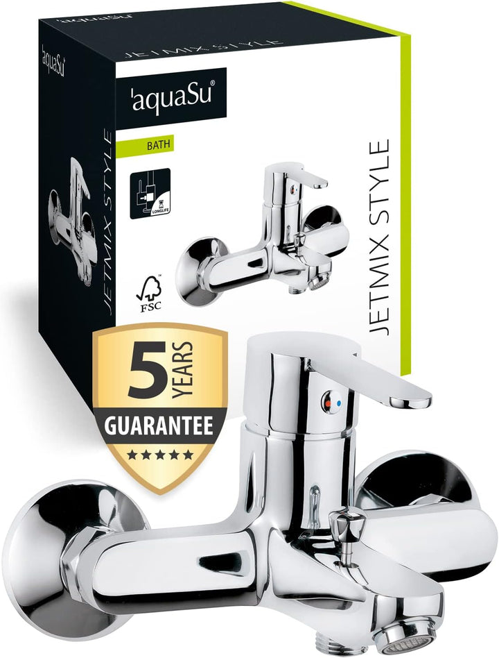'aquaSu® Badewannenarmatur Jetmix Style, mit Typ 1/2 '' Brauseabgang unten und Umstell-Funktion, Ein
