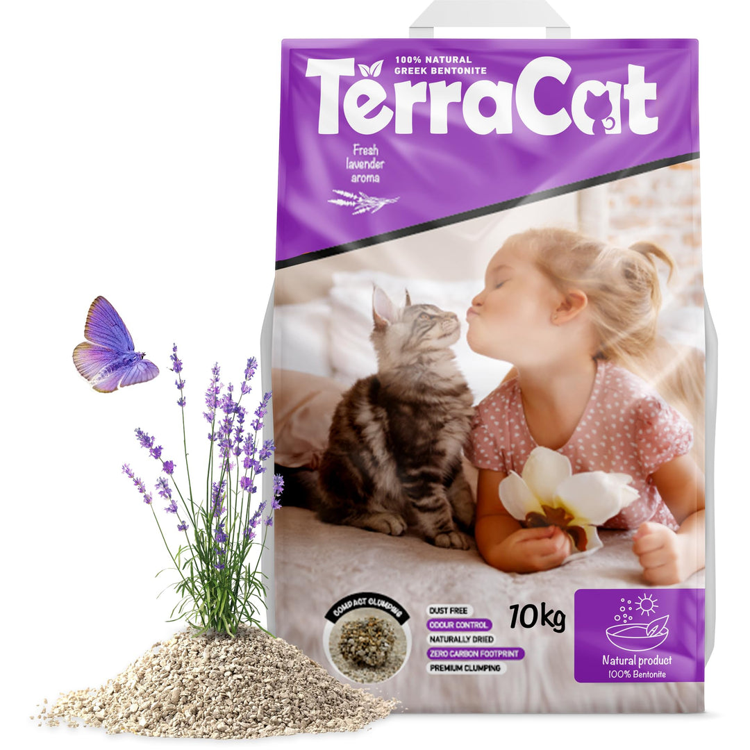 TerraCat Katzenstreu, 12.5L - 10Kg Cat Litter, 100% Griechischer Bentonit Katzenstreu Klumpstreu, Ho