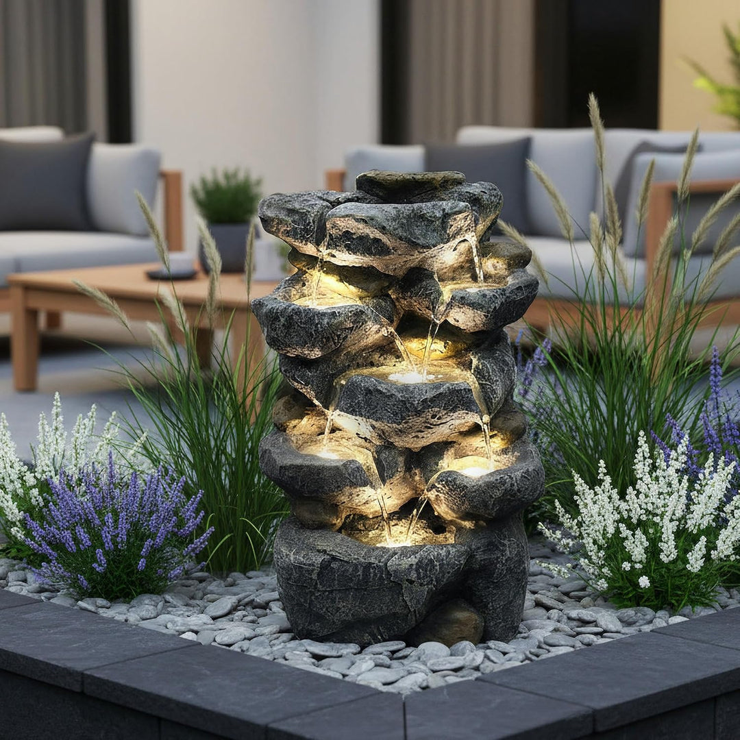 Arnusa Springbrunnen Victoria mit LED Beleuchtung Zimmerbrunnen IN und Outdoor Gartenbrunnen Wassers