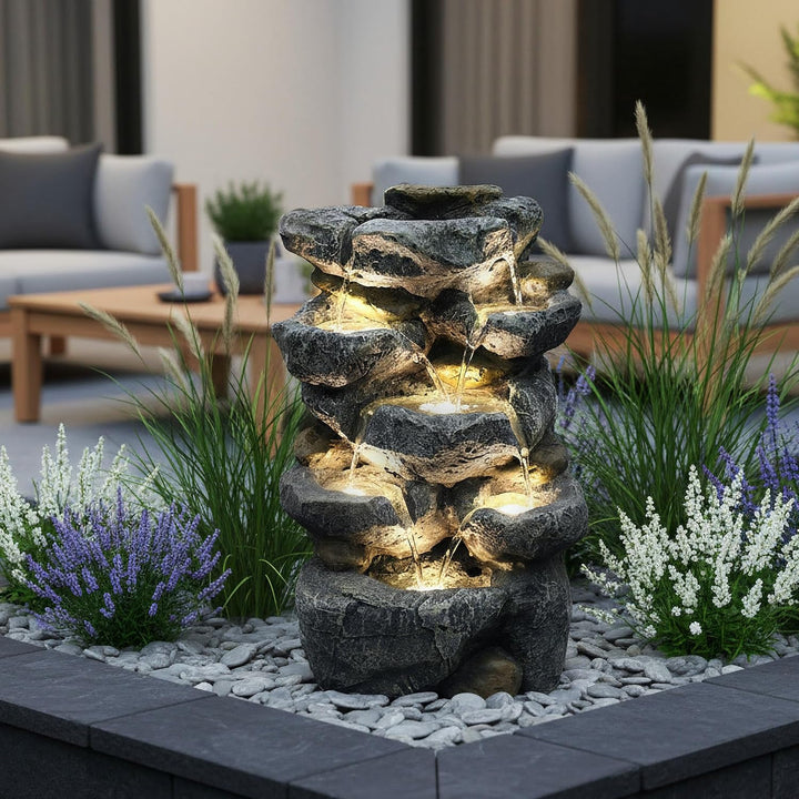 Arnusa Springbrunnen Victoria mit LED Beleuchtung Zimmerbrunnen IN und Outdoor Gartenbrunnen Wassers