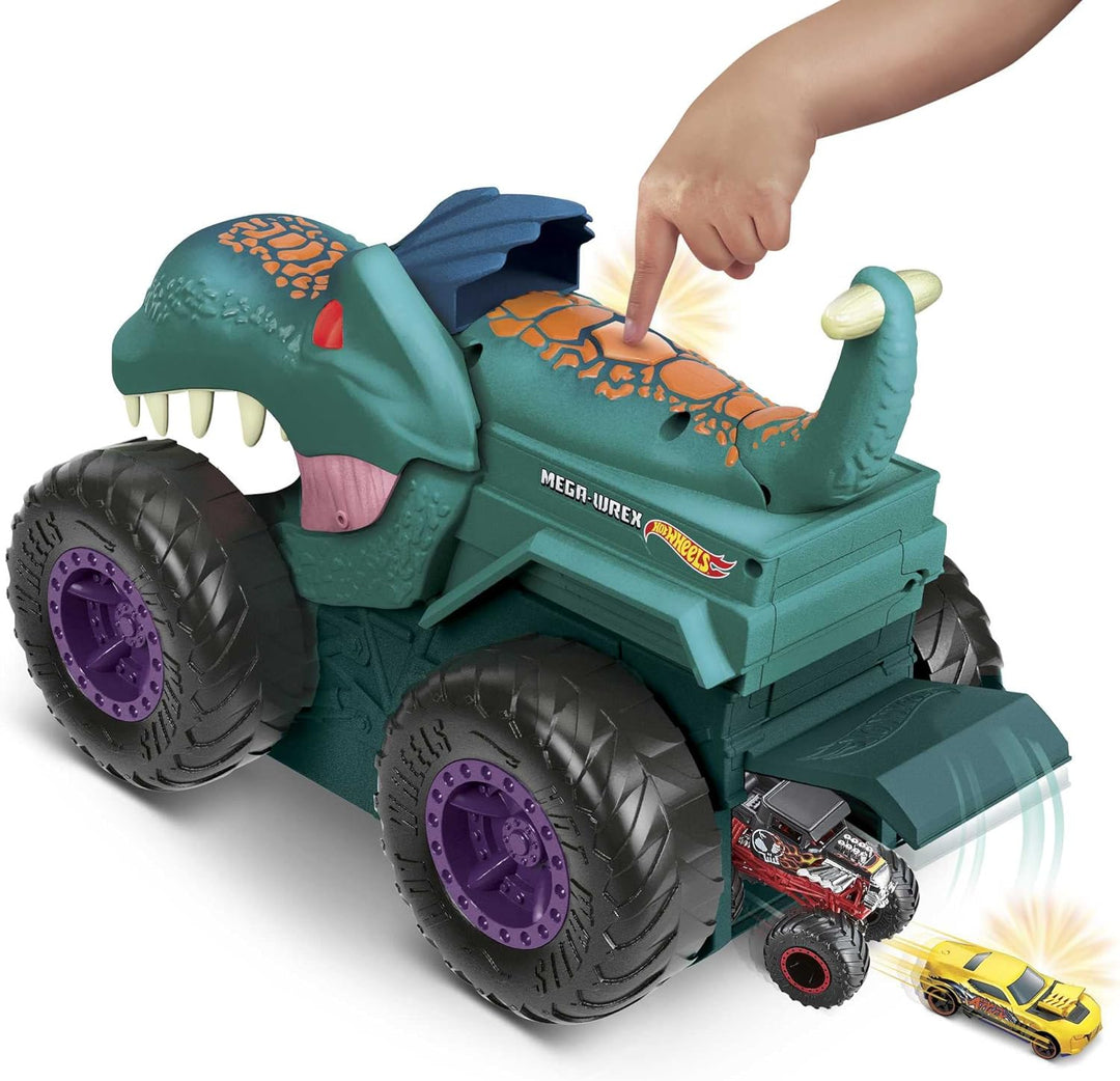 Hot Wheels Monstertruck Mega Wrex, 'frisst und verdaut' Hot Wheel Autos, mit Beleuchtung und Geräusc