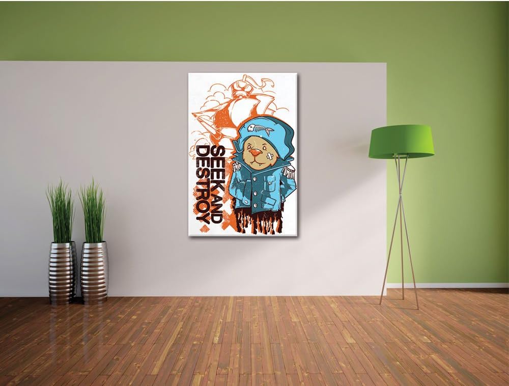 Pixxprint Seek and Destroy White Bild auf Leinwand, XXL riesige Bilder fertig gerahmt mit Keilrahmen