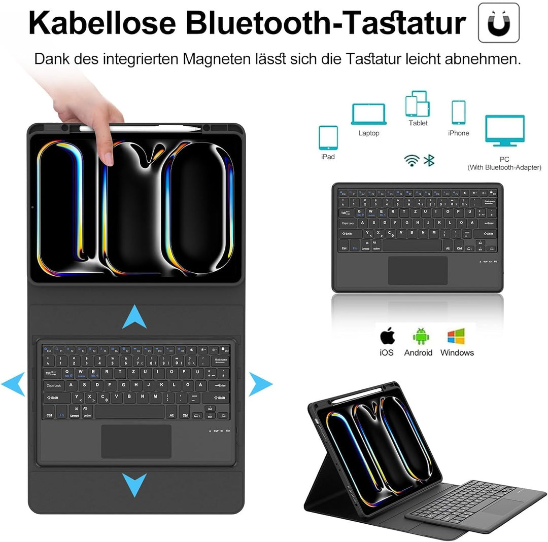 IVEOPPE Hülle mit Tastatur für iPad Pro 13" M5 2025/M4 2024 Con Touchpad, Deutsches QWERTZ Layout, M