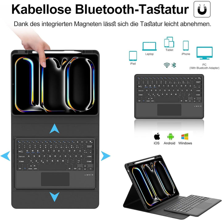 IVEOPPE Hülle mit Tastatur für iPad Pro 13" M5 2025/M4 2024 Con Touchpad, Deutsches QWERTZ Layout, M