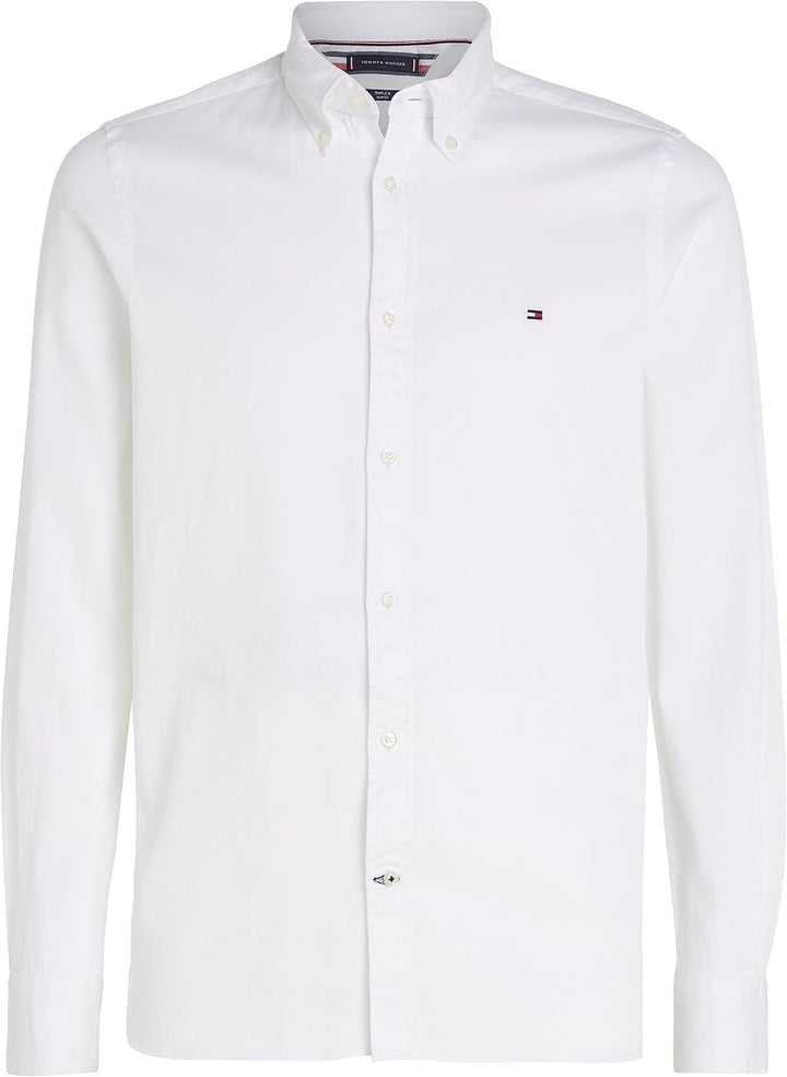 Tommy Hilfiger Herren Hemd Core Flex Dobby Langarm M Weiss (White), M Weiss (White)