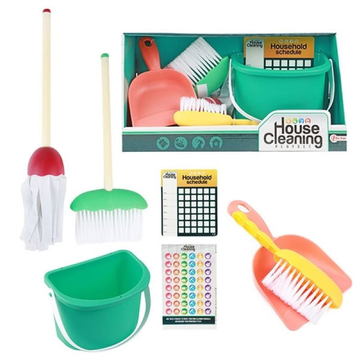 Toi-Toys Kinder Reinigungsset Putzset mit Eimer Wischmop Besen