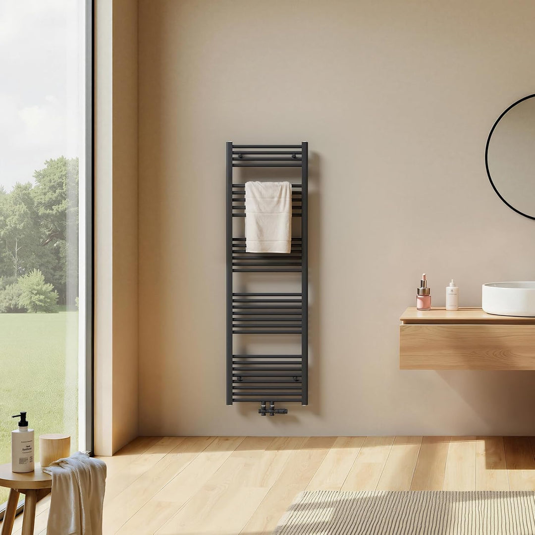 EMKE Badheizkörper Handtuchtrockner, Handtuchwärmer 500x1200mm 513 Watt Anthrazit Handtuchheizkörper