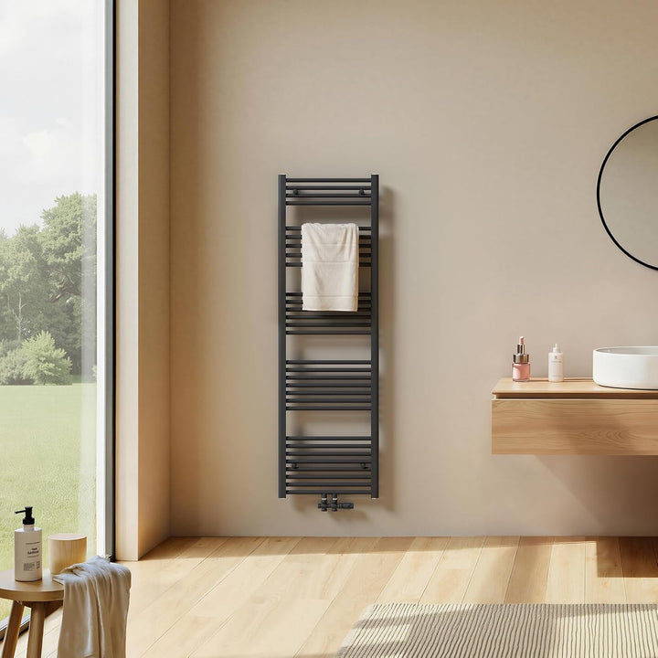 EMKE Badheizkörper Handtuchtrockner, Handtuchwärmer 500x1200mm 513 Watt Anthrazit Handtuchheizkörper