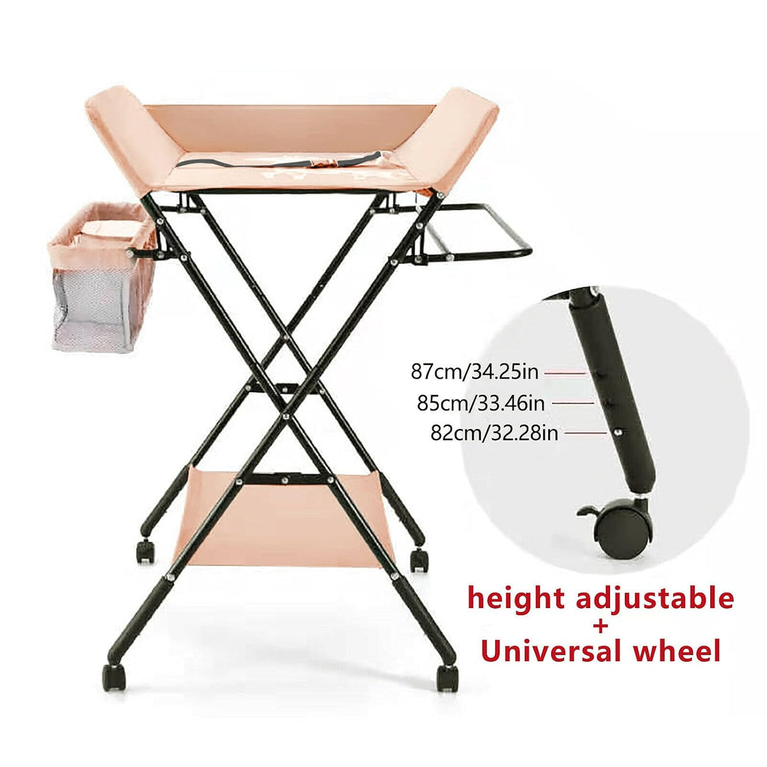 Klappbare Wickelkommode höhenverstellbar Klappwickeltisch mit/ohne Rollen, Mobile Wickeltisch mit Wi