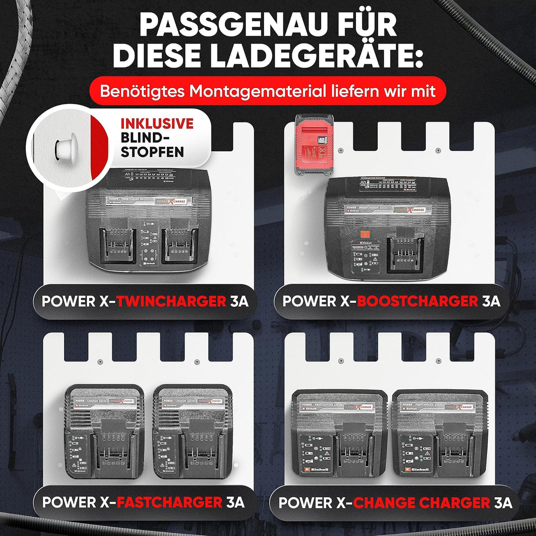 Adlerfokus Wandhalterung für Einhell Akkus & Ladegeräte [MADE IN GERMANY] Einhell Akkuhalter Wandhal