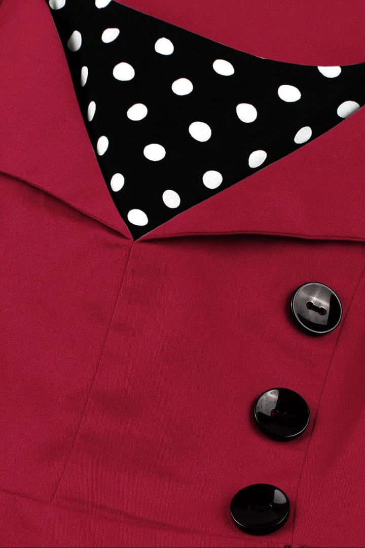Axoe Damen 50er Jahre Kleider mit Gepunkte Rockabilly M Weinrot, M Weinrot