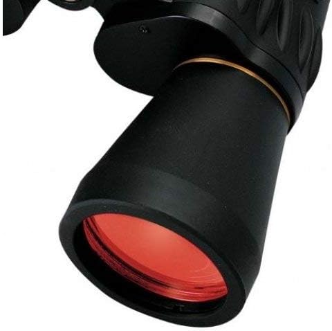 KONUS | Sporty 10x50 Schwarzes gummiertes Fernglas mit rubinroter Optik, Constant Focus, 10x50 Zoom