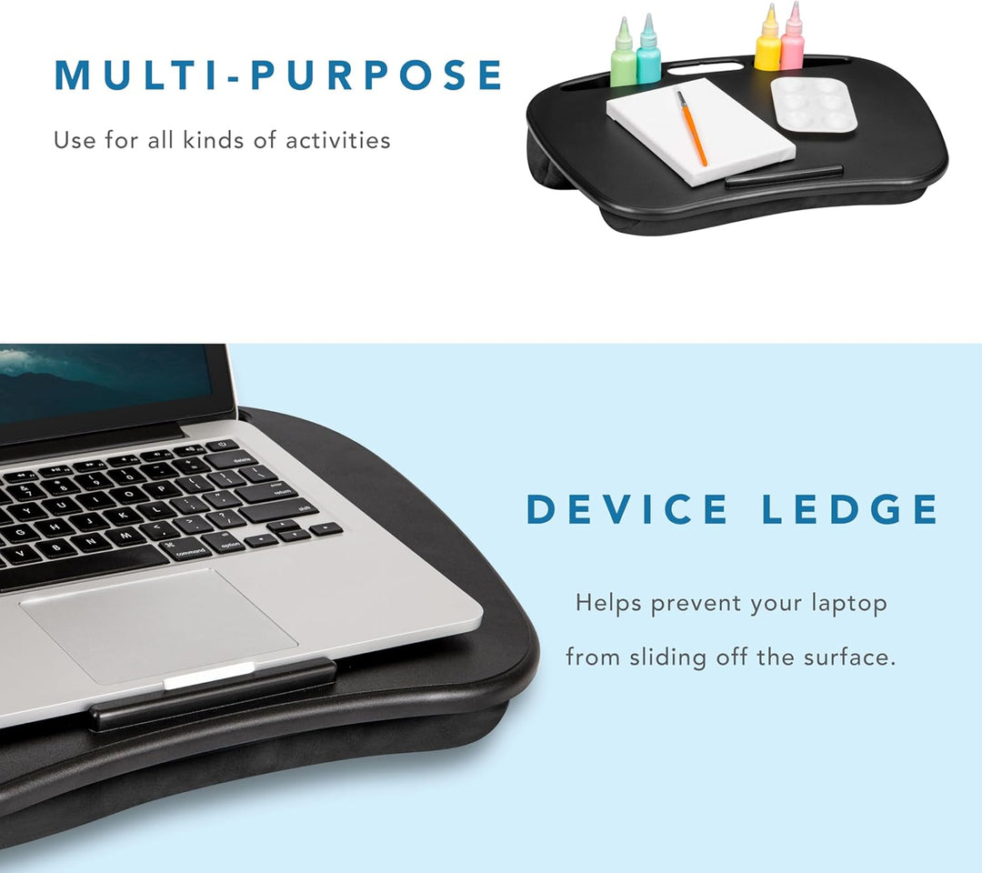 LapGear MyDesk Schossschreibtisch mit Gerätekeile und Handyhalterung, Schwarz, für bis zu 15,6 Zoll