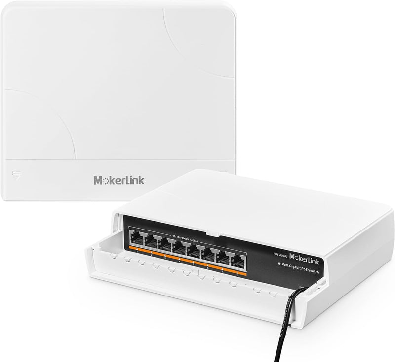 MokerLink 8 Port Gigabit PoE Switch für den Aussenbereich, 8 PoE+ Ports 1000Mbps, 802.3af/at 120W, w