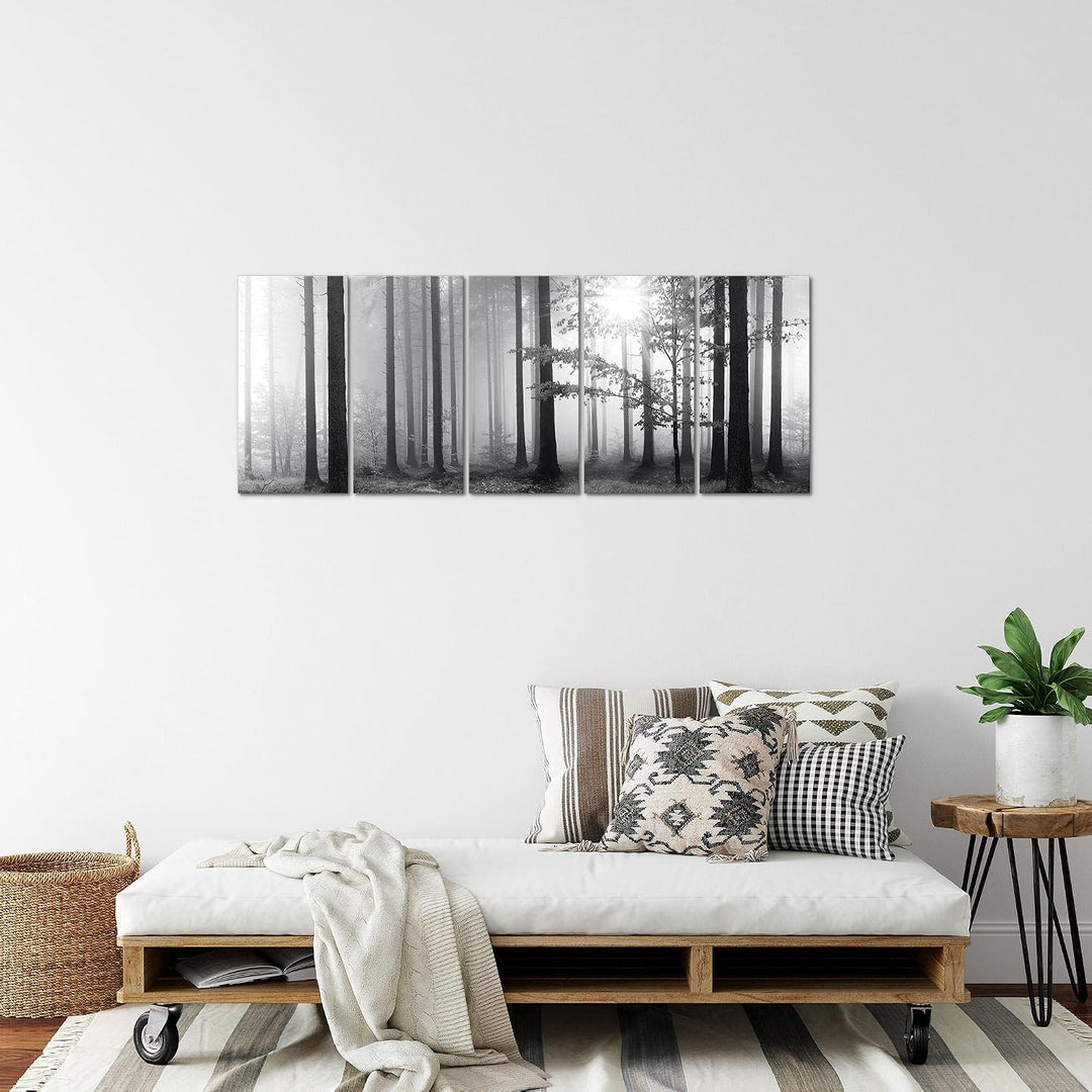 Runa Art Bild Wald Landschaft Wandbilder auf Vlies Leinwand 5 Teilig Wanddekoration Schlafzimmer Woh