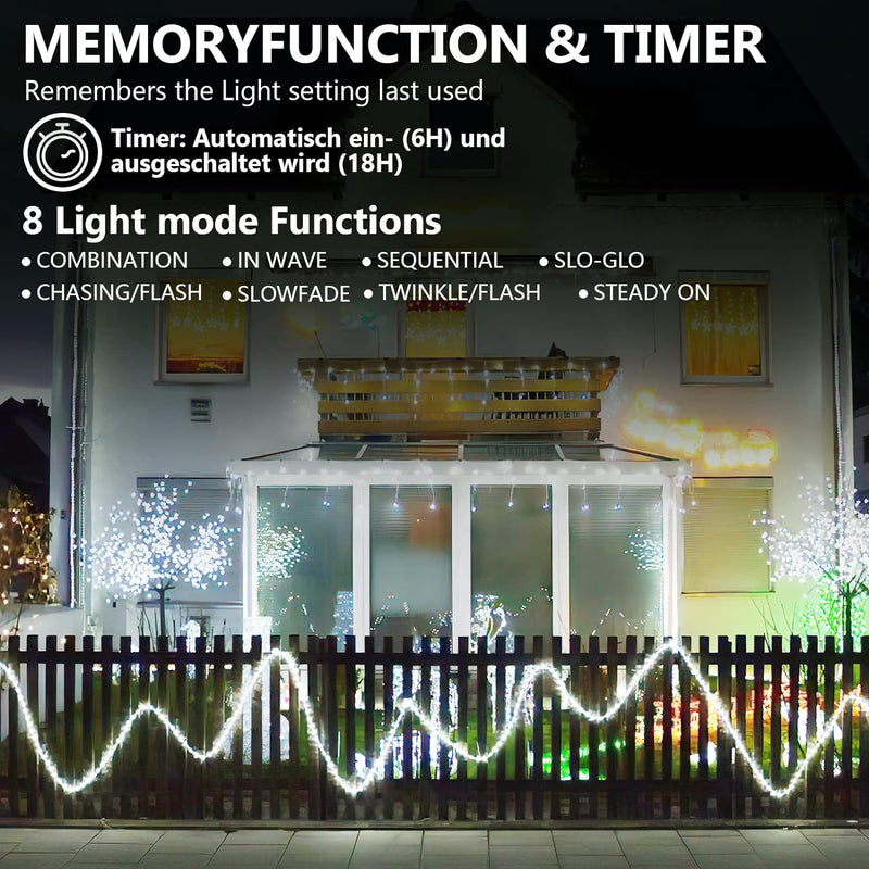 Ikodm 40m LED Lichtschlauch, 960 LEDs Lichterschlauch 8 Modi,Lichtschlauch Aussen Lichterkette LED S