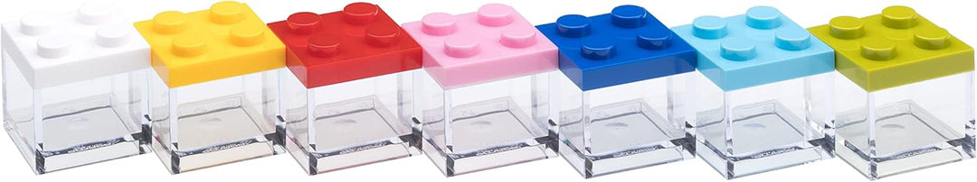 Omada Design Favor Boxes aus Plexiglas, 24 Stück, Ziegelform 5x5x5 cm mit farbigen Deckeln, ideal fü