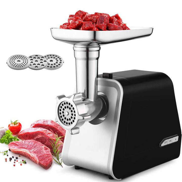 COOCHEER Elektrischer Fleischwolf &amp; Wurstmaschine 3-IN-1 Multi Fleischwolf mit 3 Edelstahl-Schleifpl