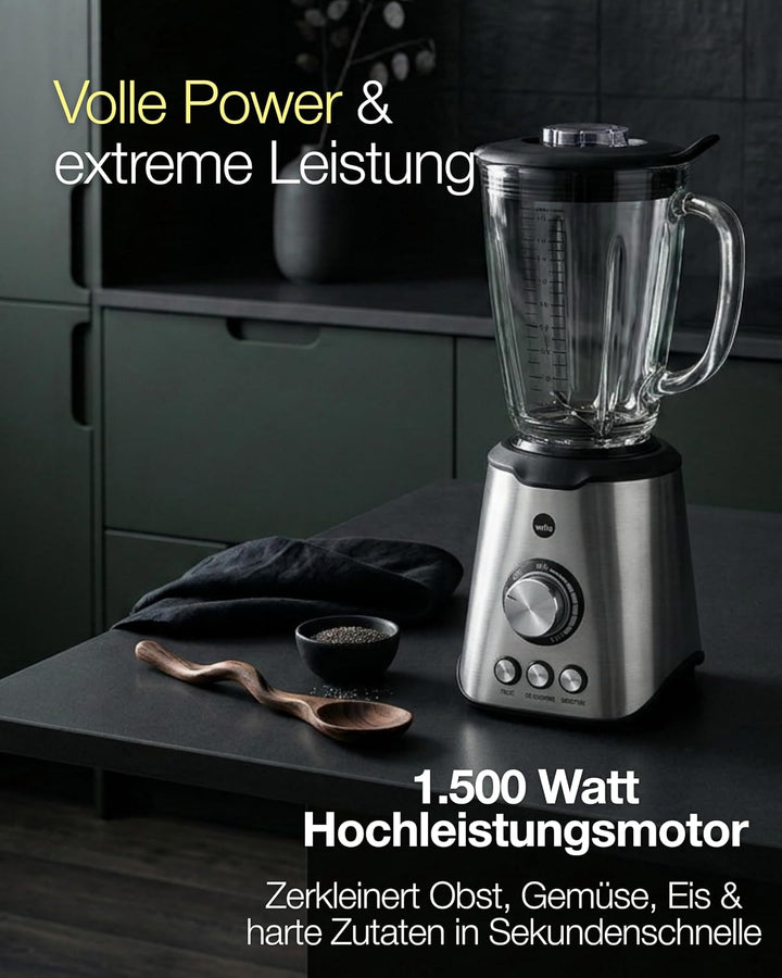 Wilfa SMOOTH Standmixer - leistungsstarker 1000 Watt Motor mit einem Fassungsvermögen von 1,5 Liter,