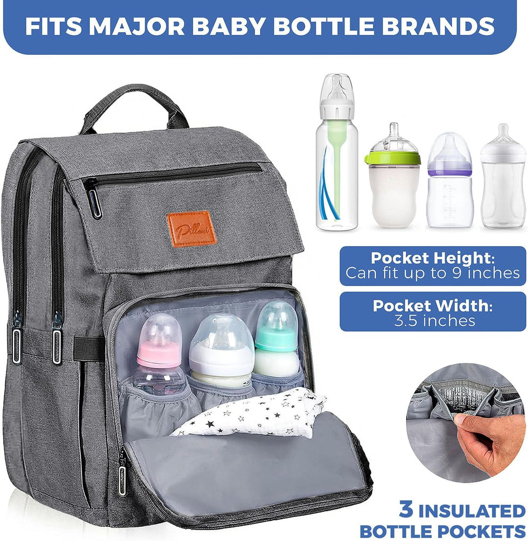 PILLANI Baby-Wickeltaschen-Rucksack – grosse Tasche für Jungen und Mädchen – Wickelrucksack – Reise-