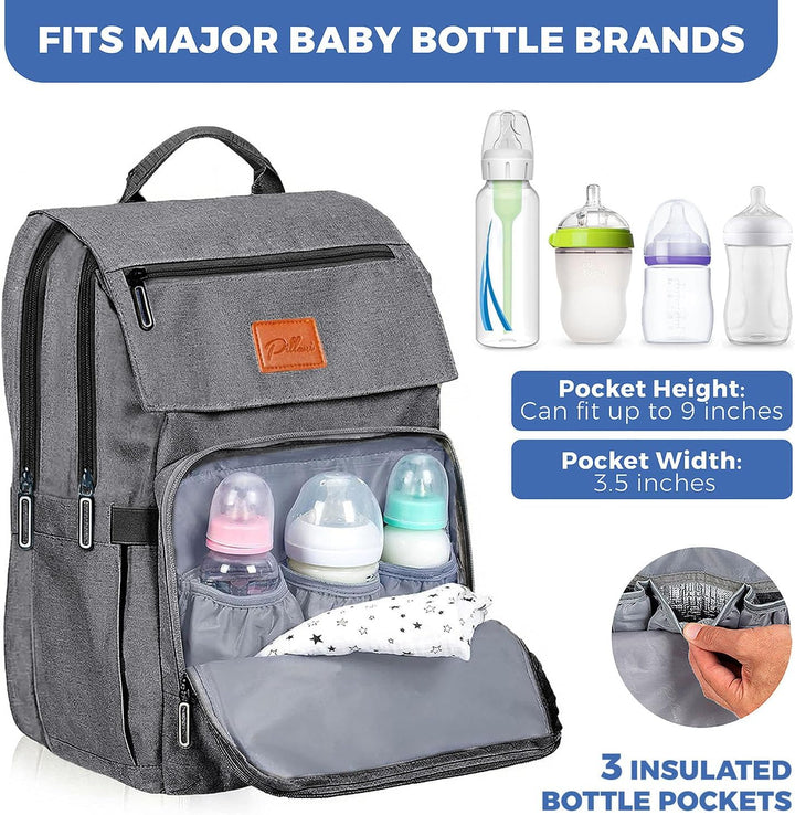 PILLANI Baby-Wickeltaschen-Rucksack – grosse Tasche für Jungen und Mädchen – Wickelrucksack – Reise-