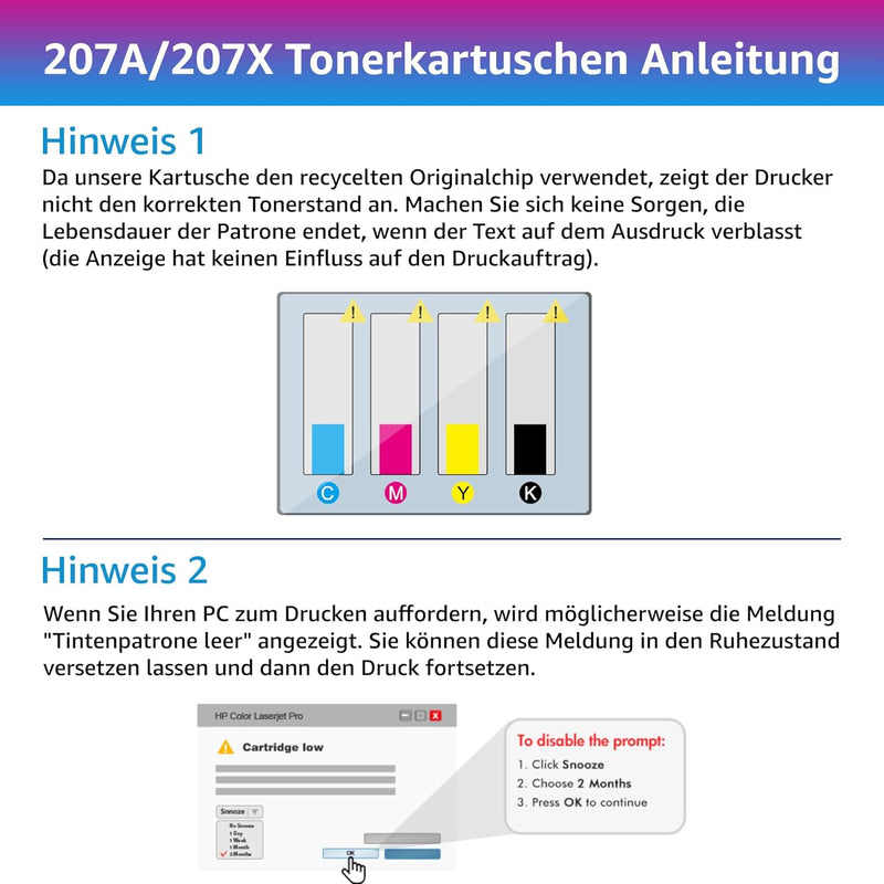 4er-Pack 207X (W2210X) Toner Mit Chip Kompatibel für HP 207X Multipack HP 207A Ersatz für HP Color L