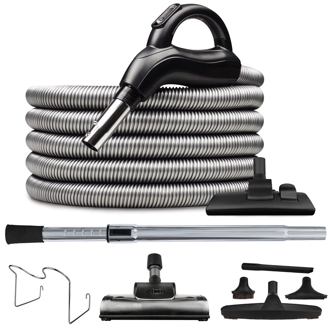 AF NOVA Silver Saugschlauchset EIN/Aus Griff + Stecker 360° drehend Zentralstaubsauger (9m)