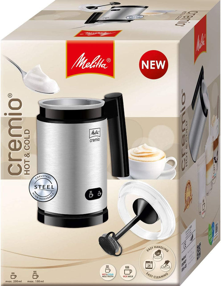Melitta, Milchschäumer, Für kalte und warme Milch, Antihaftbeschichteter Behälter, CREMIO, Edelstahl