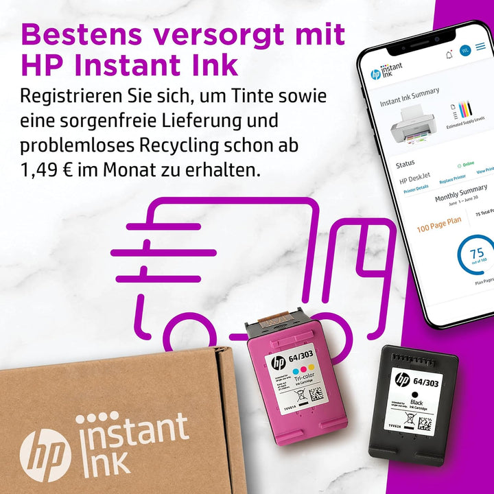 HP DeskJet 2720e Multifunktionsdrucker, 6 Monate gratis drucken mit HP Instant Ink inklusive, Drucke