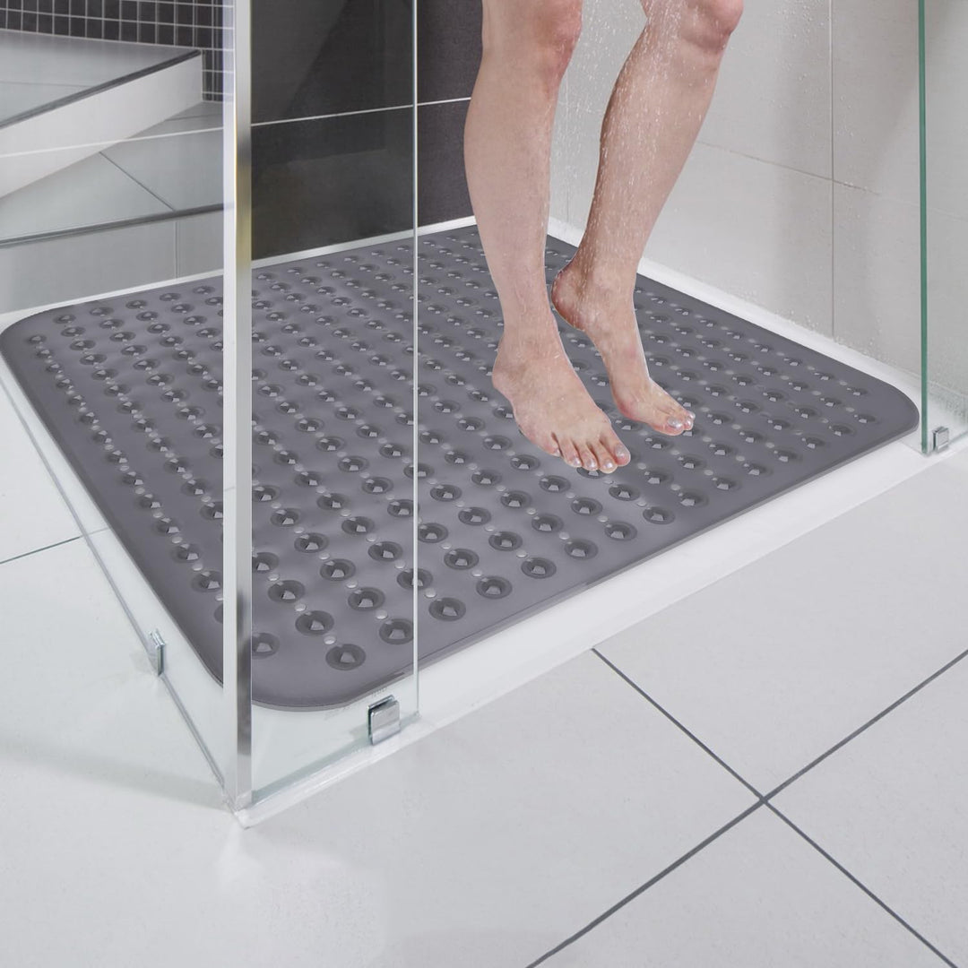 Leeko 80x80cm Duschmatten, rutschfest Badematte mit 285 Saugnäpfen und Abflusslöchern, PVC Material