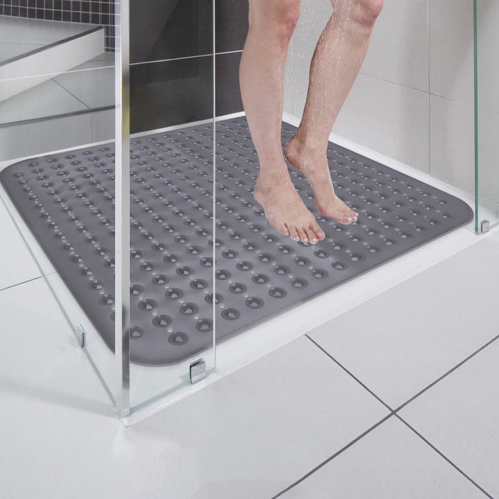 Leeko 80x80cm Duschmatten, rutschfest Badematte mit 285 Saugnäpfen und Abflusslöchern, PVC Material