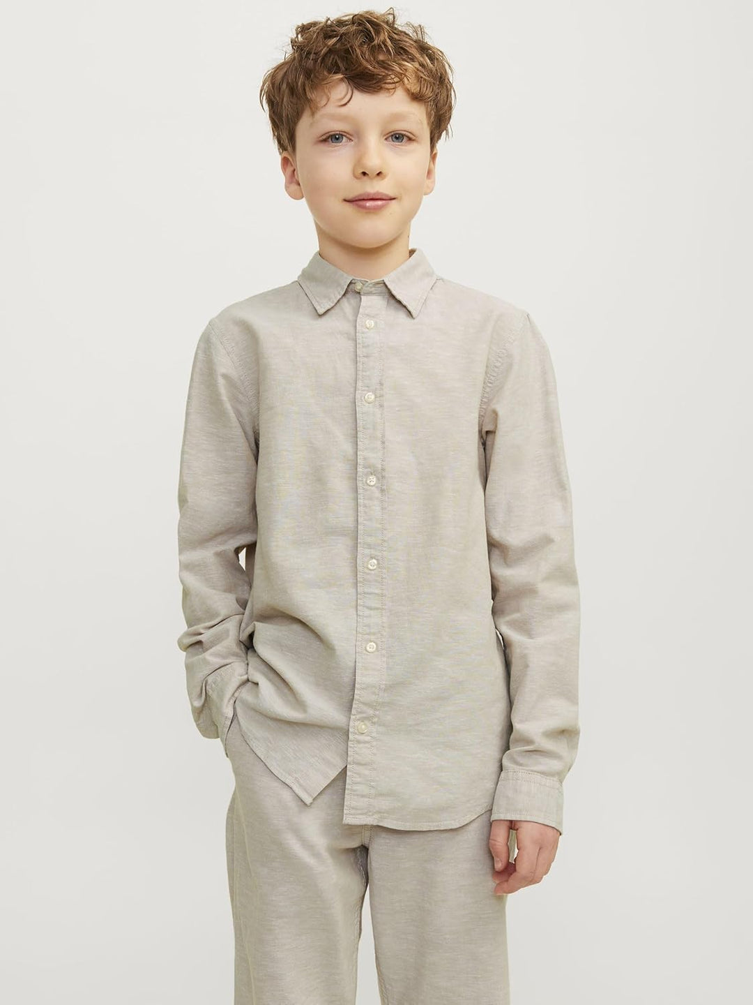 JACK & JONES Boy Oberhemd Oberhemd Junior 128 Crockery, 128 Crockery
