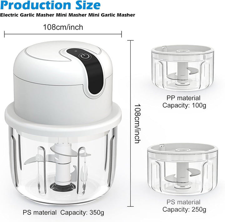 Zwiebel Zerkleinerer, 250ML Zwiebelzerkleinerer Elektrisch, Multizerkleinerer mit USB-Anschluss, 3 K